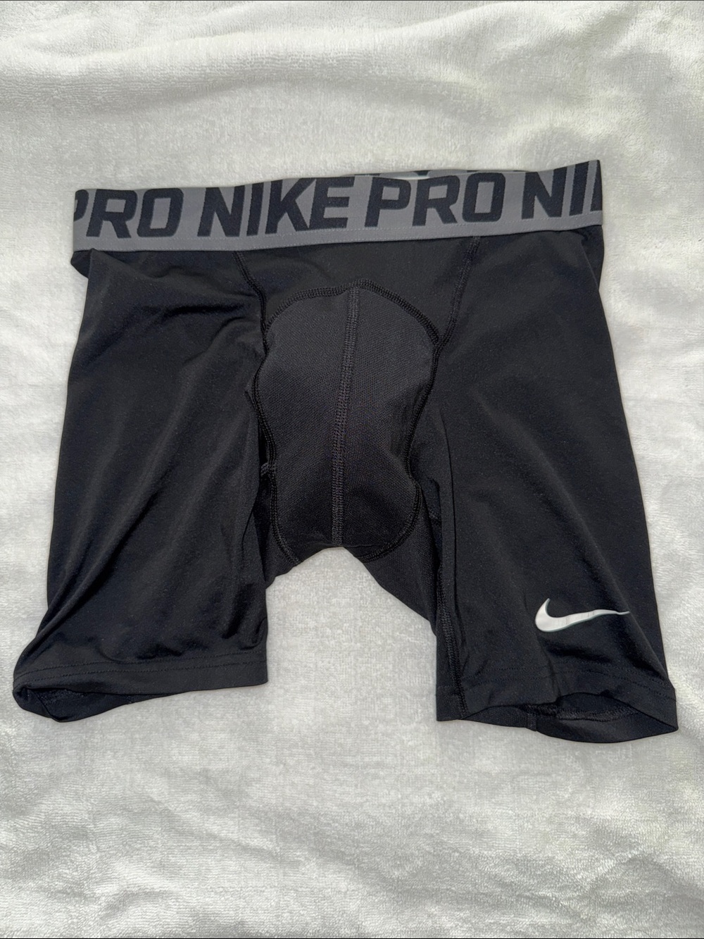 Nike Black Compression Boxer Briefs with Gray Waistband and White Swoosh
